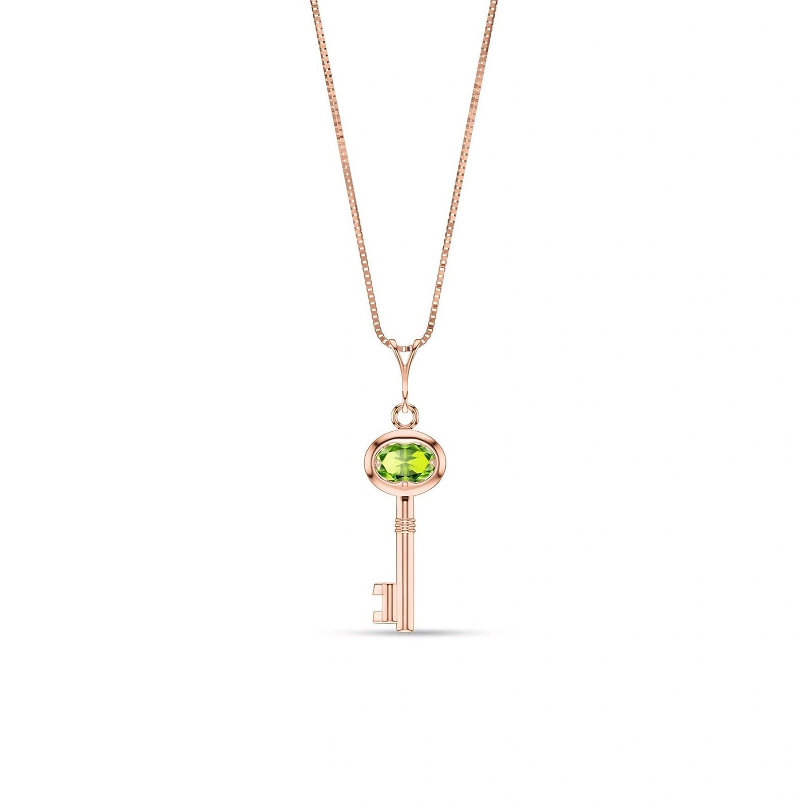 Rose Gold Pendant Necklace Peridot 10K — Marcella