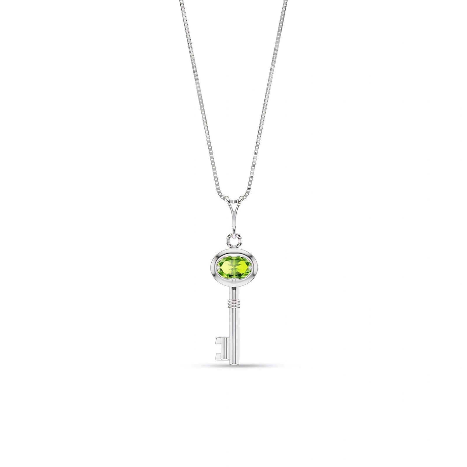White Gold Pendant Necklace Peridot 10K — Marcella