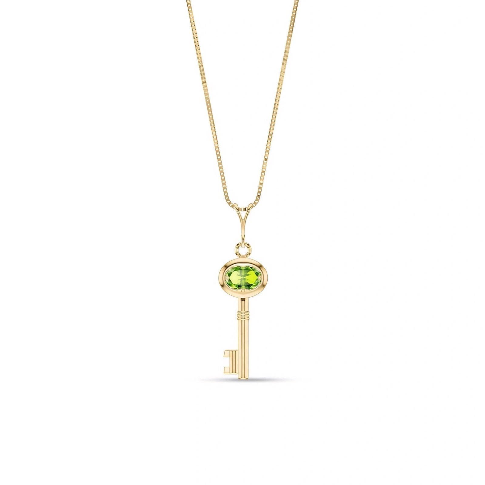 Yellow Gold Pendant Necklace Peridot 10K — Marcella