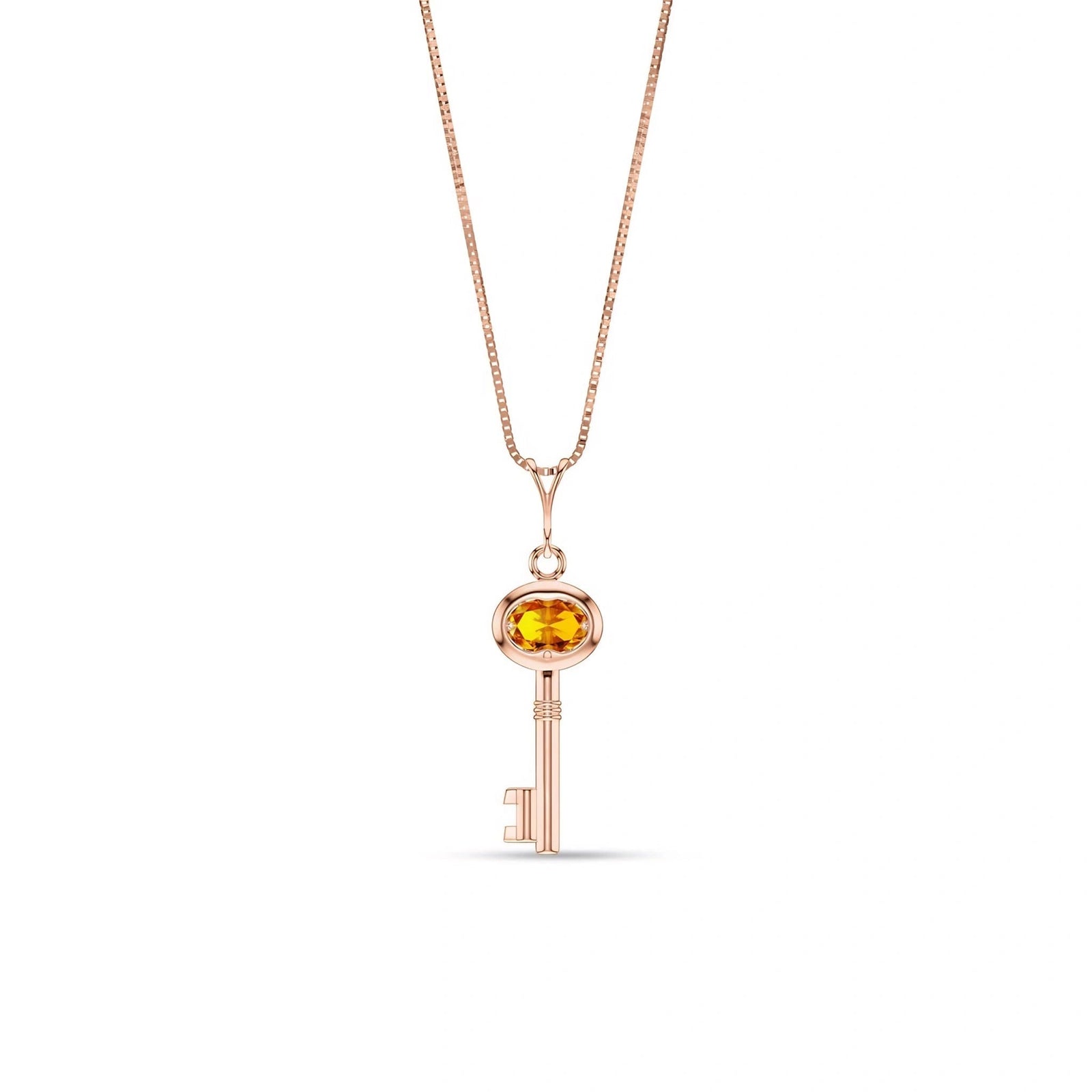 Rose Gold Pendant Necklace Citrine 10K — Marcella