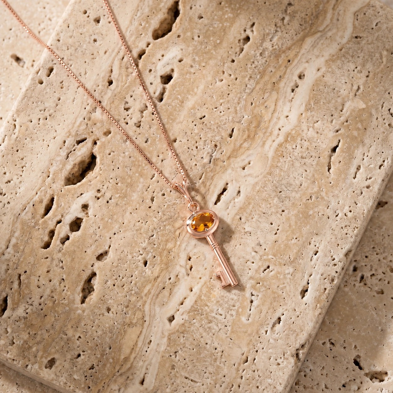 Rose Gold Pendant Necklace Citrine 10K — Marcella