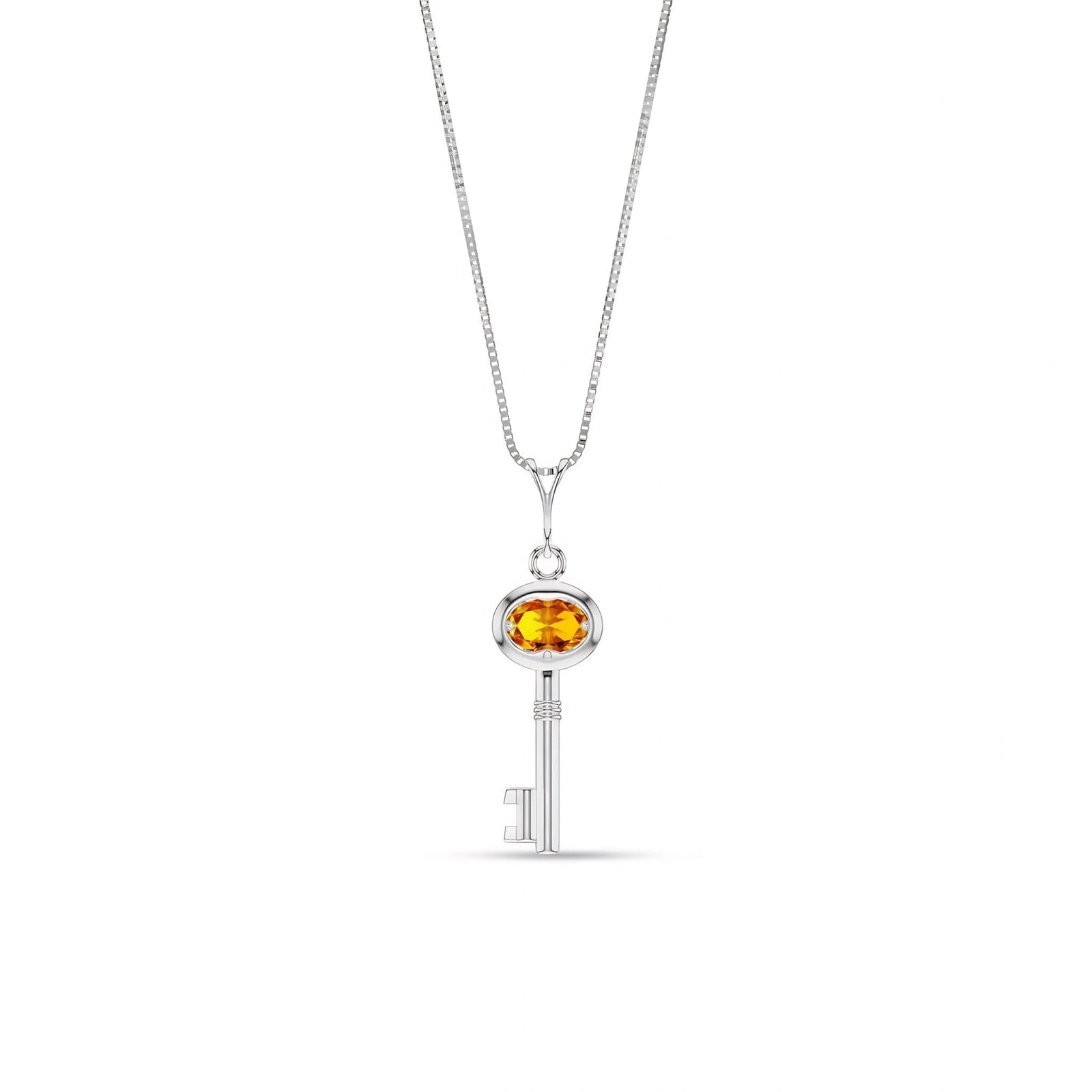 White Gold Pendant Necklace Citrine 10K — Marcella