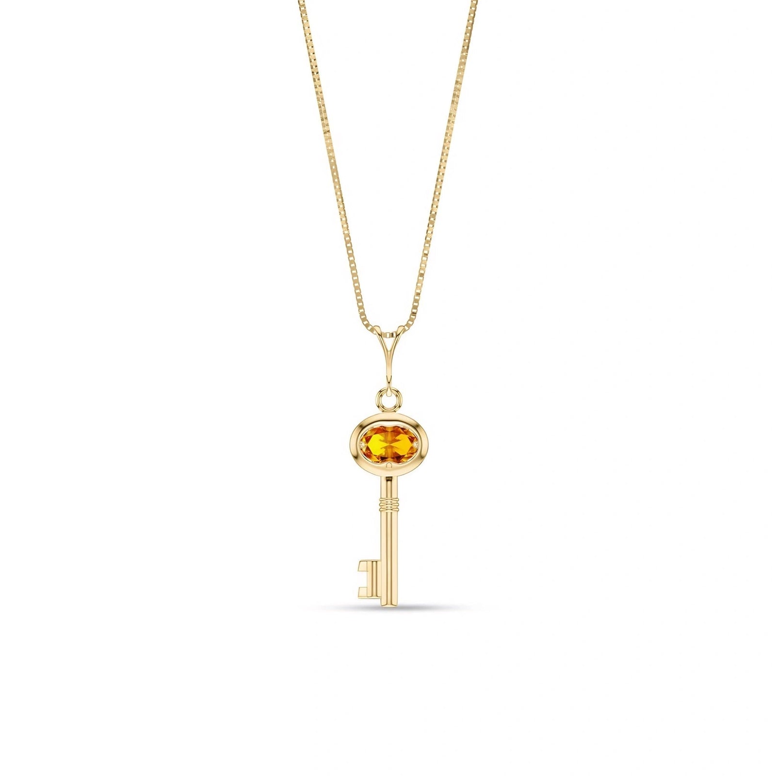 Yellow Gold Pendant Necklace Citrine 10K — Marcella