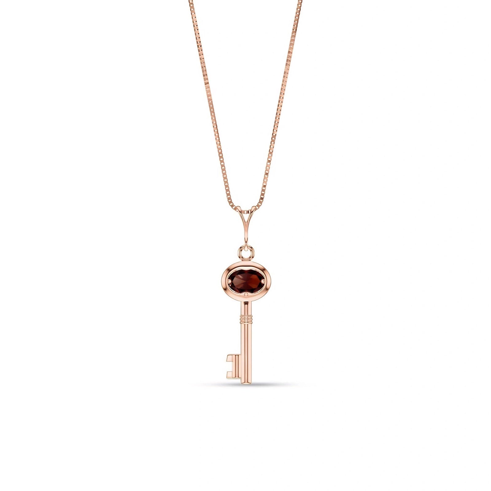 Rose Gold Pendant Necklace Garnet 10K — Marcella
