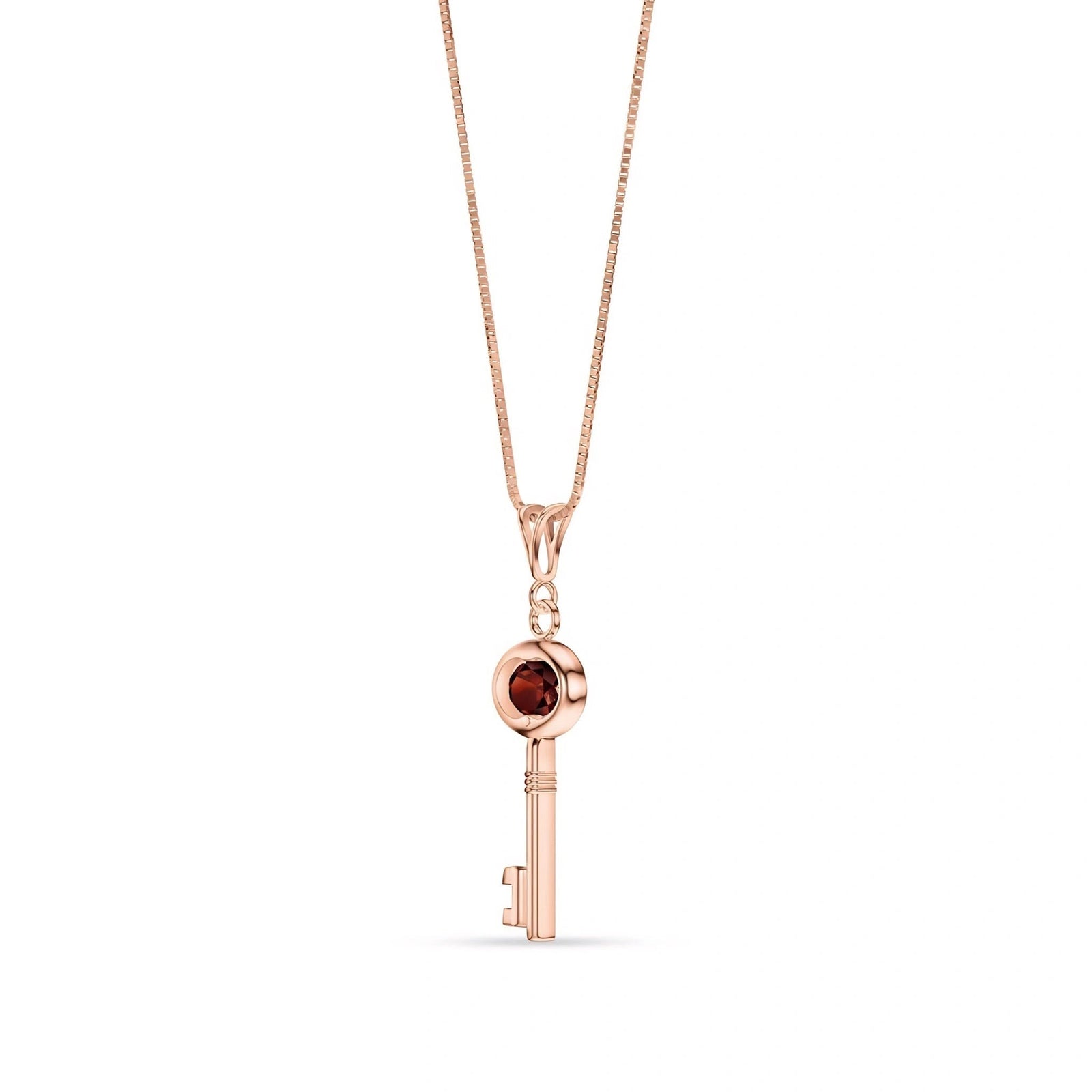 Rose Gold Pendant Necklace Garnet 10K — Marcella