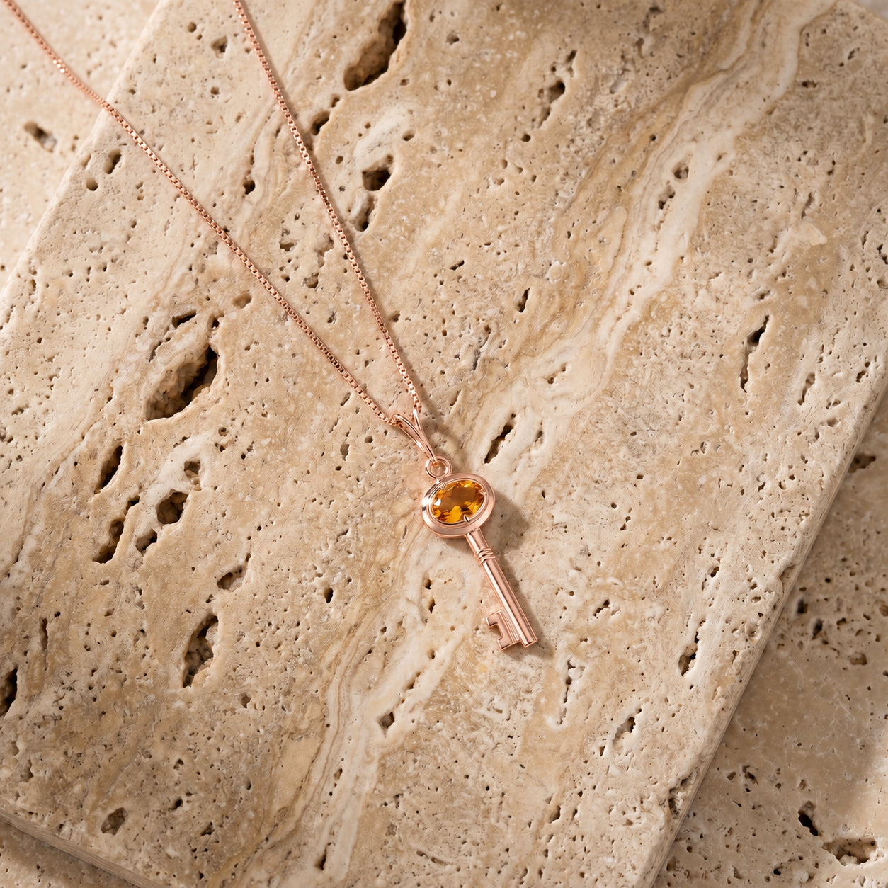 Rose Gold Pendant Necklace Garnet 10K — Marcella