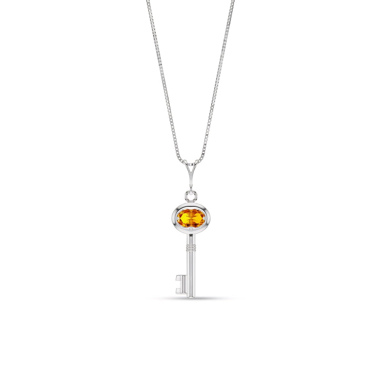 White Gold Pendant Necklace Garnet 10K — Marcella
