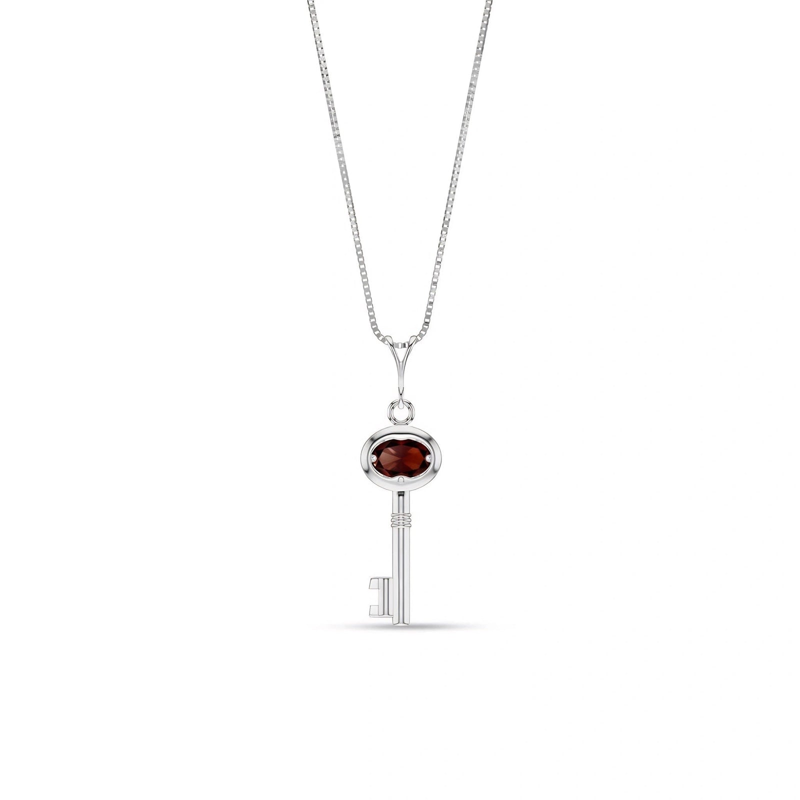White Gold Pendant Necklace Garnet 10K — Marcella