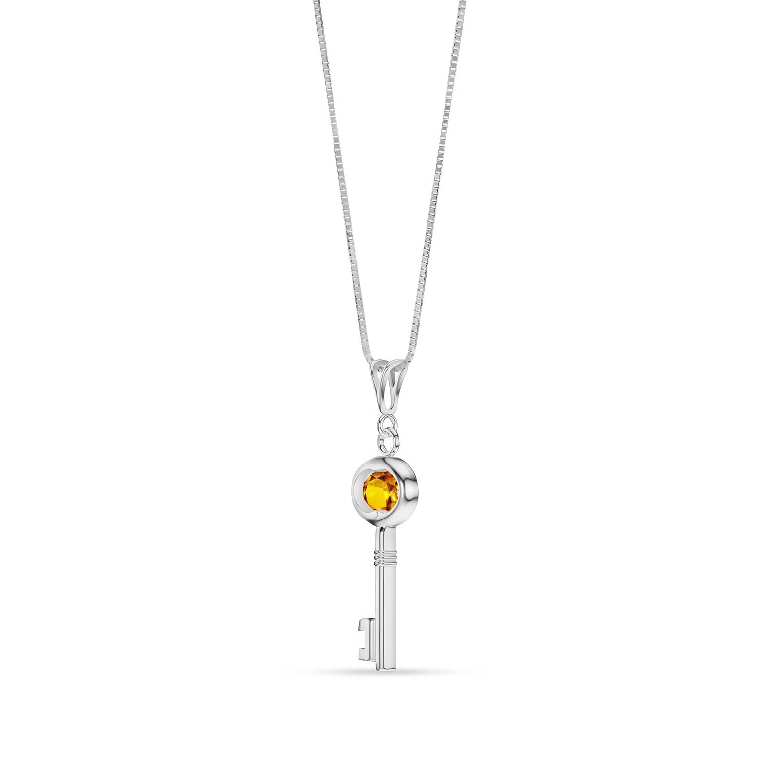 White Gold Pendant Necklace Garnet 10K — Marcella