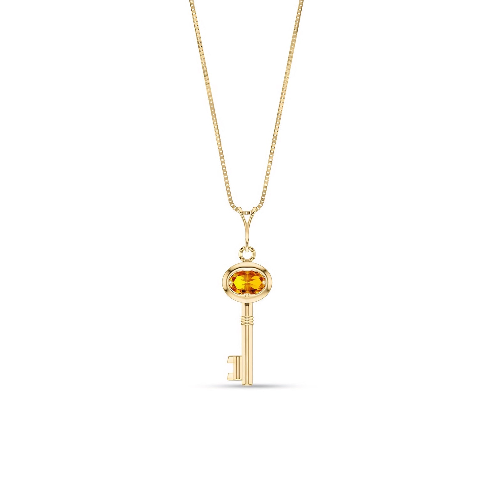 Yellow Gold Pendant Necklace Garnet 10K — Marcella