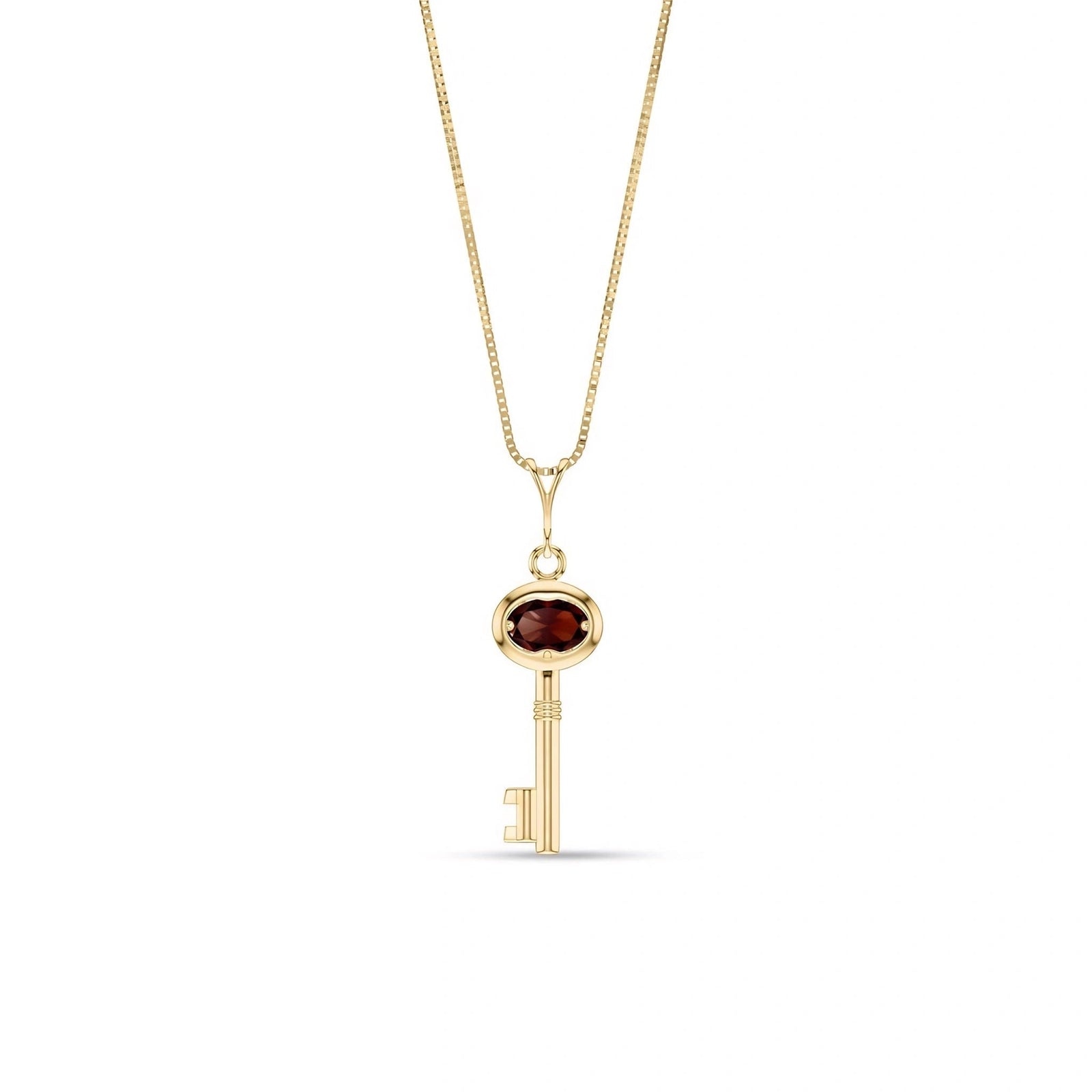 Yellow Gold Pendant Necklace Garnet 10K — Marcella