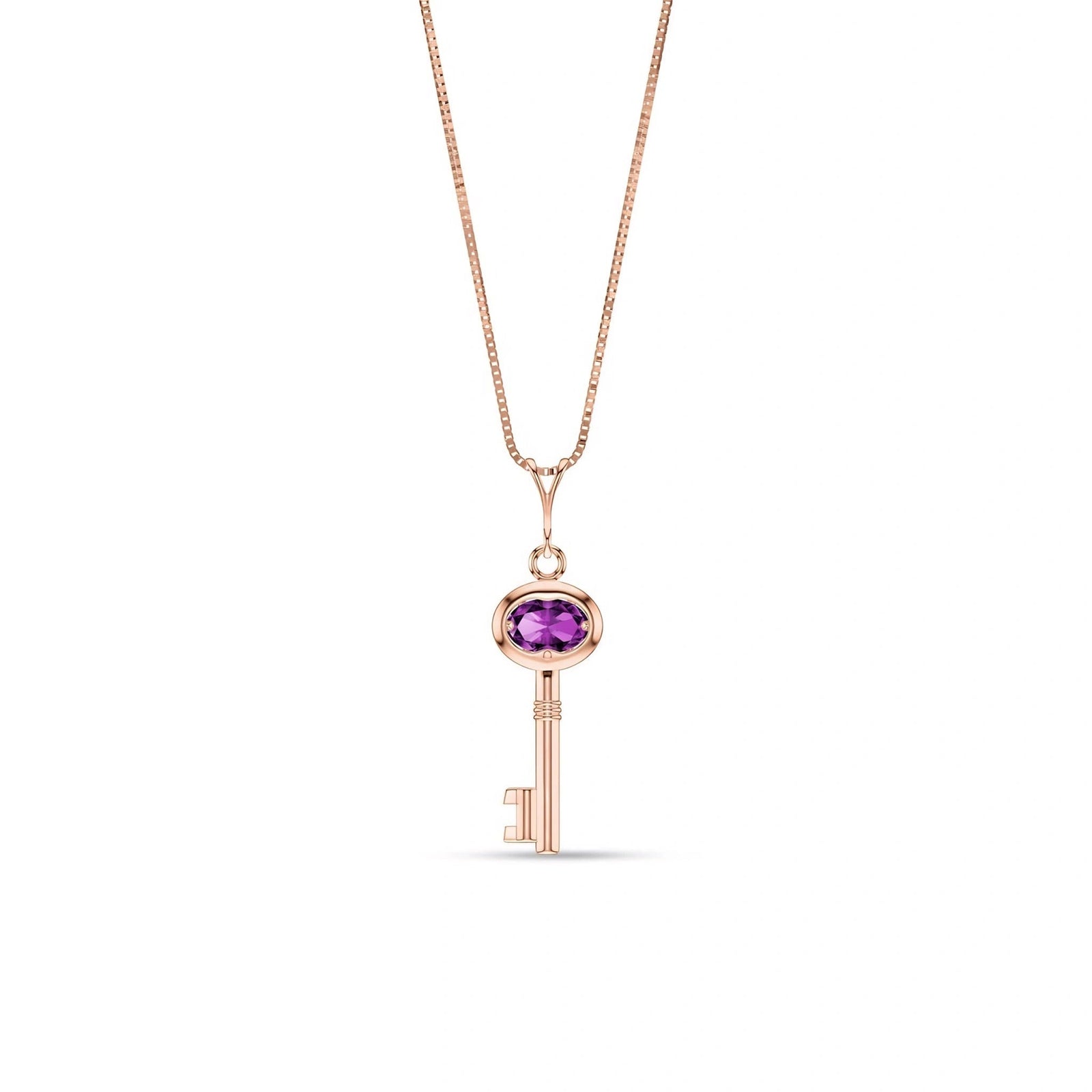 Rose Gold Pendant Necklace Amethyst 10K — Marcella