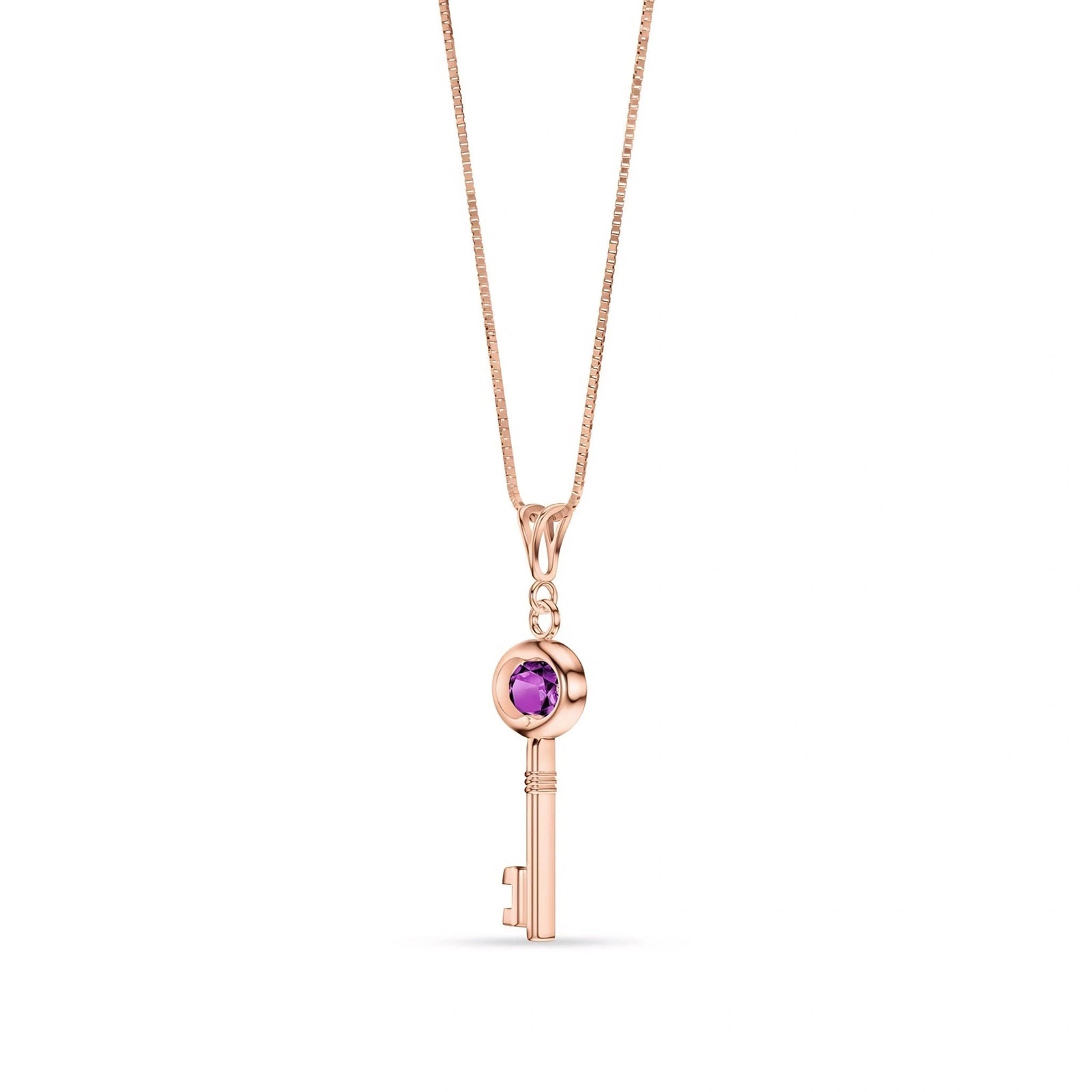 Rose Gold Pendant Necklace Amethyst 10K — Marcella