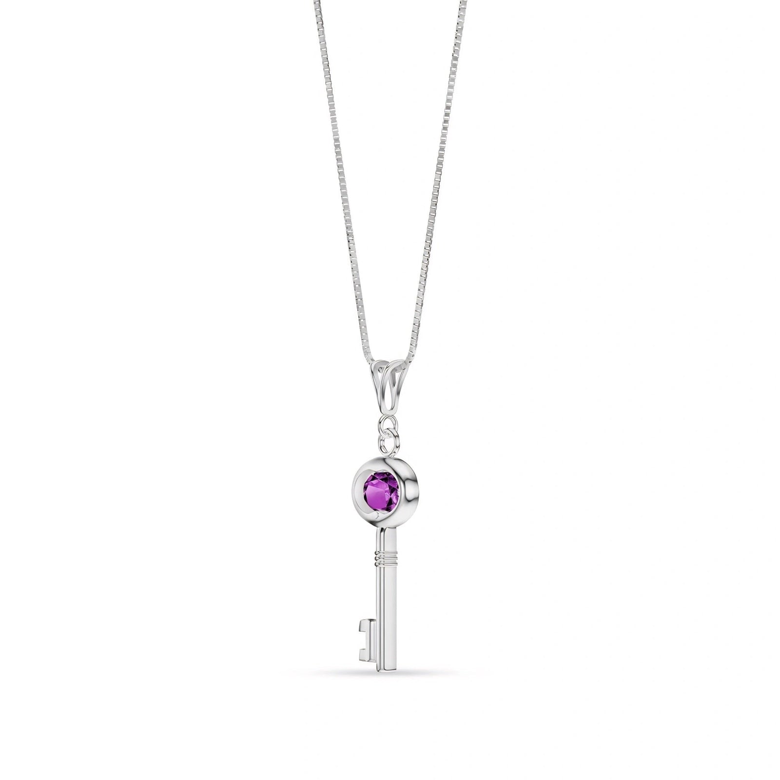 White Gold Pendant Necklace Amethyst 10K — Marcella