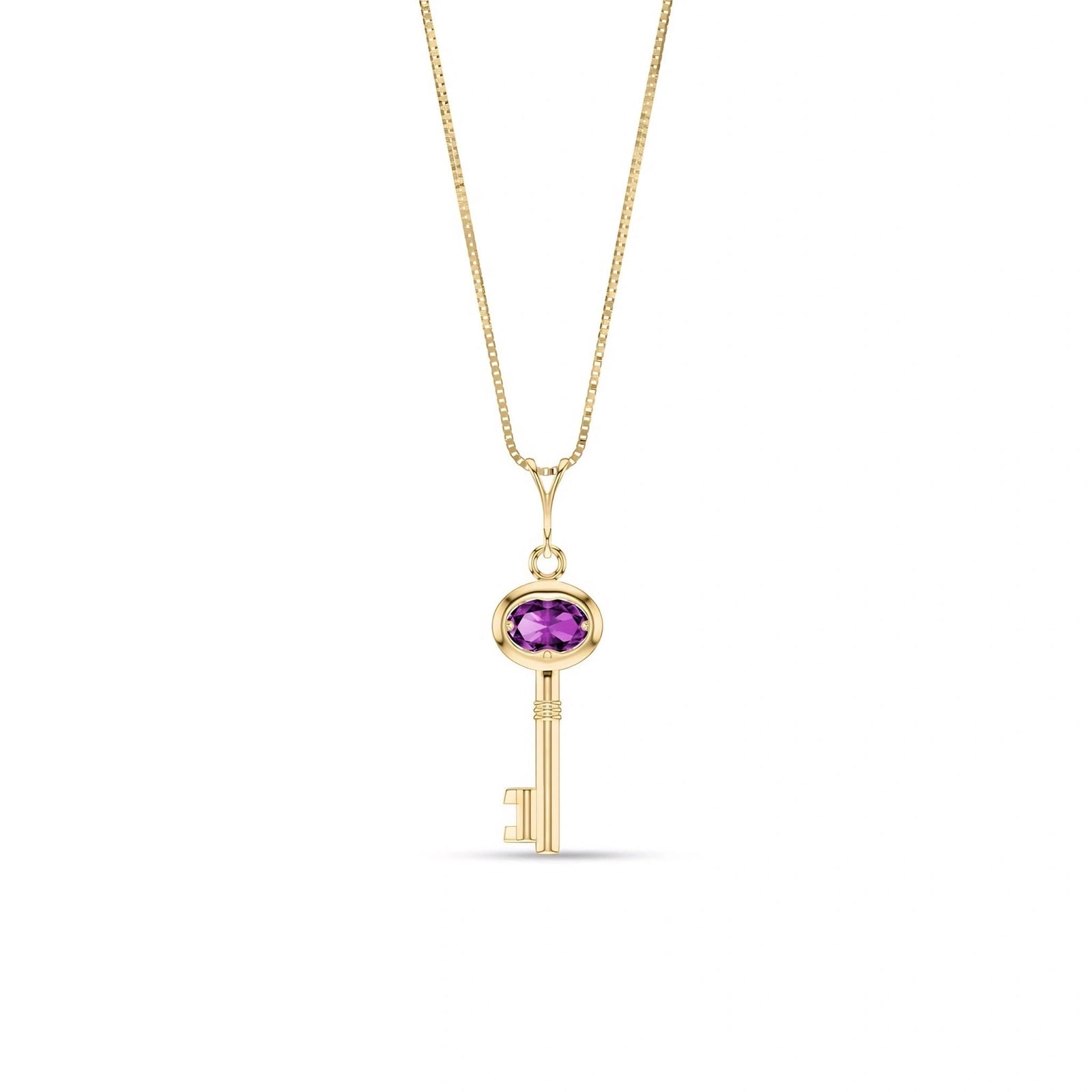 Yellow Gold Pendant Necklace Amethyst 10K — Marcella