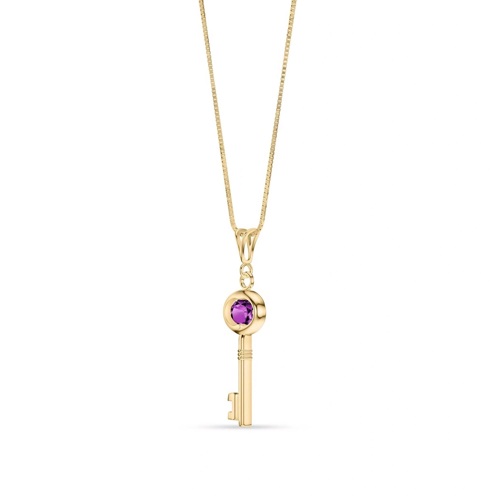 Yellow Gold Pendant Necklace Amethyst 10K — Marcella