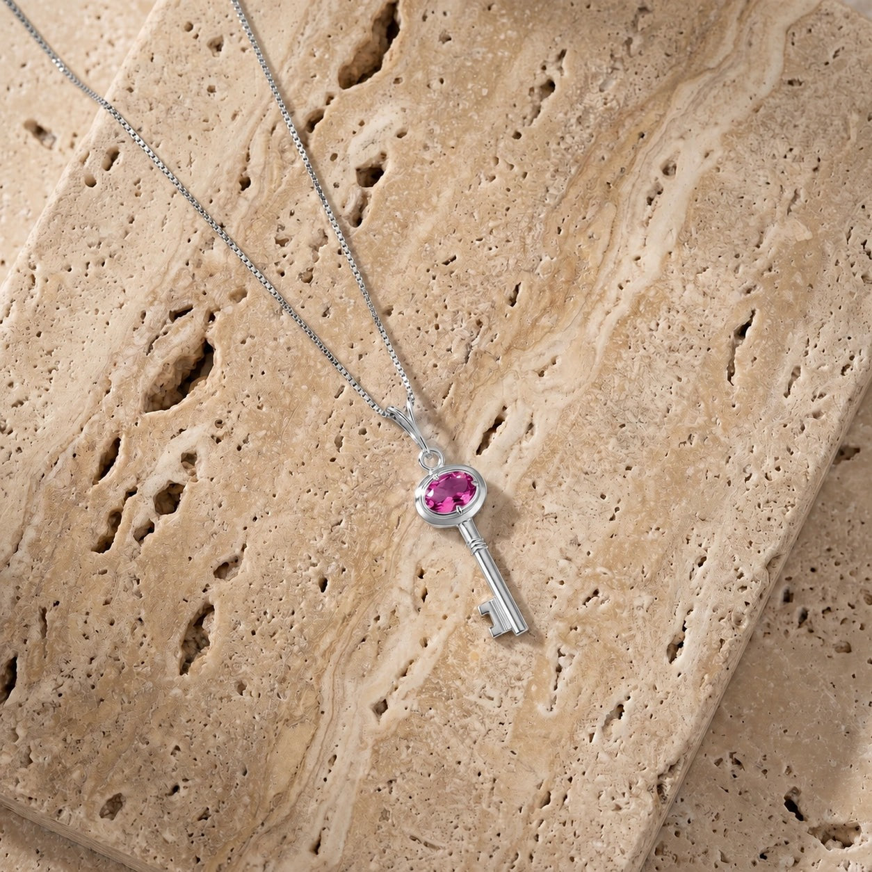 White Gold Pendant Necklace Pink Topaz 10K — Marcella