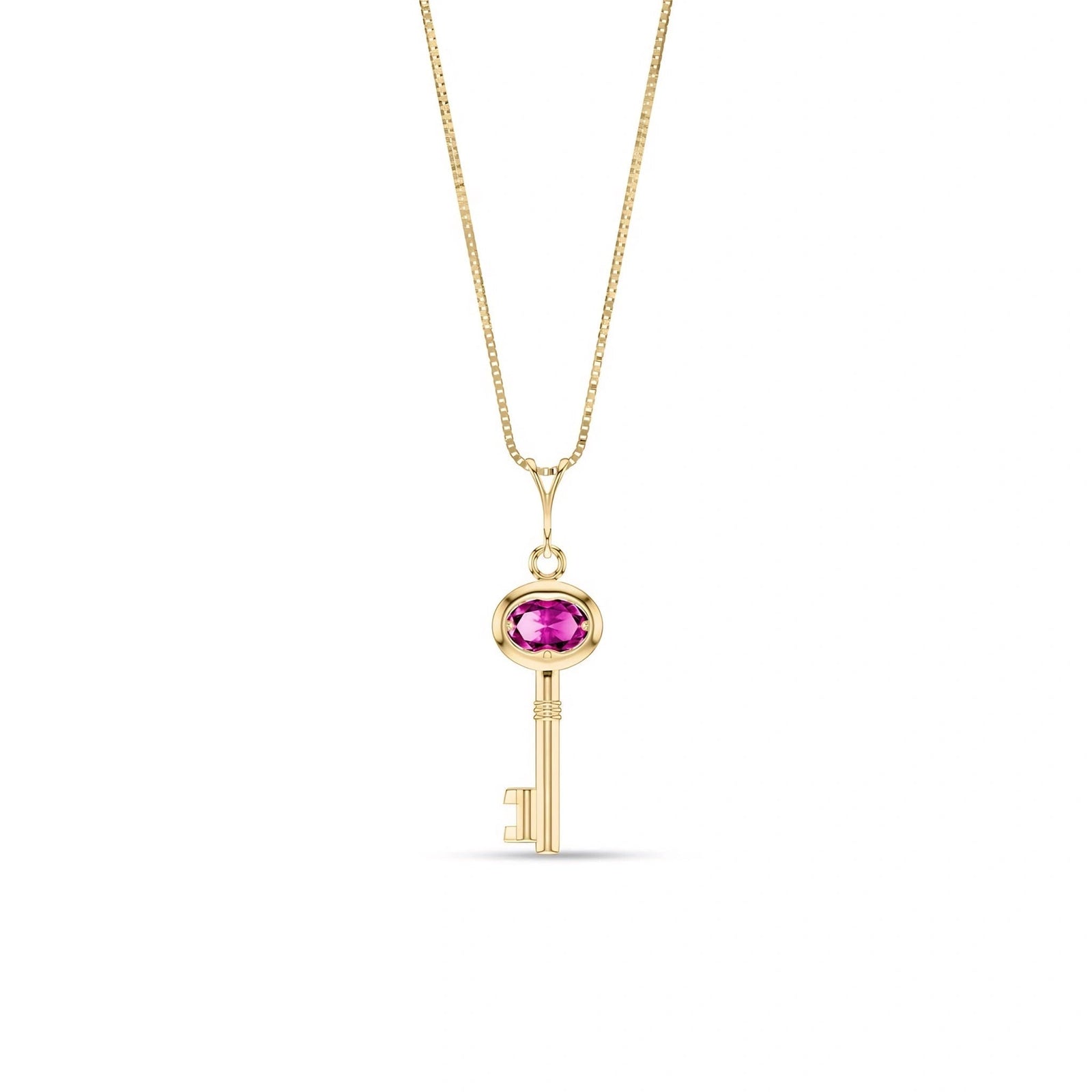 Yellow Gold Pendant Necklace Pink Topaz 10K — Marcella
