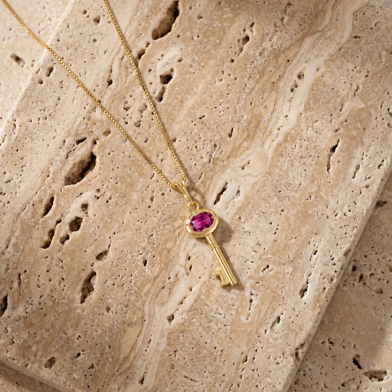 Yellow Gold Pendant Necklace Pink Topaz 10K — Marcella