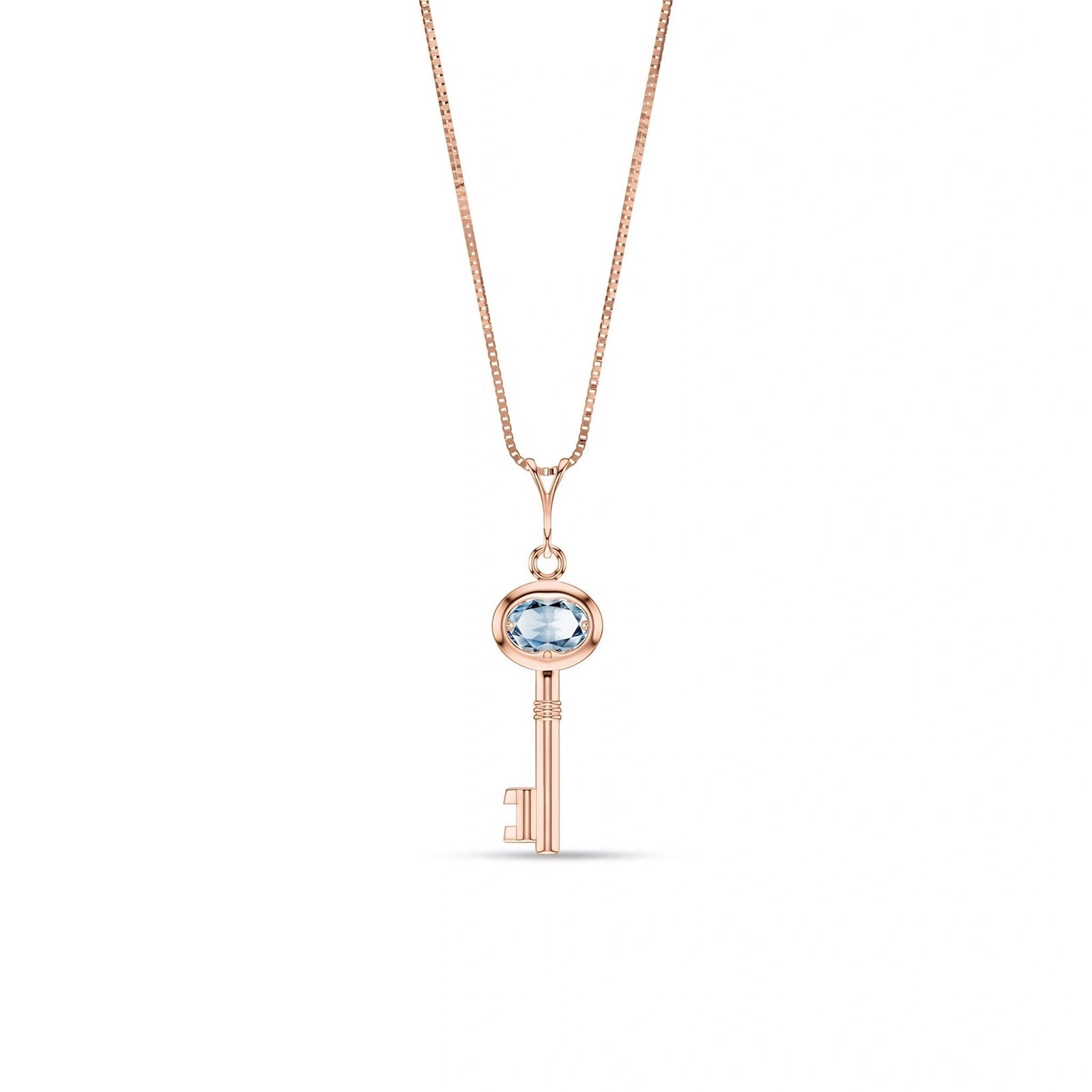 Rose Gold Pendant Necklace Aquamarine 10K — Marcella