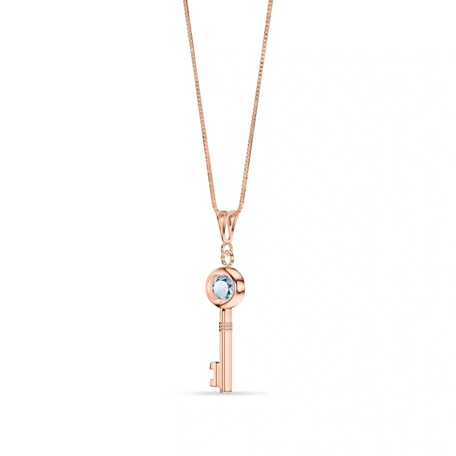 Rose Gold Pendant Necklace Aquamarine 10K — Marcella