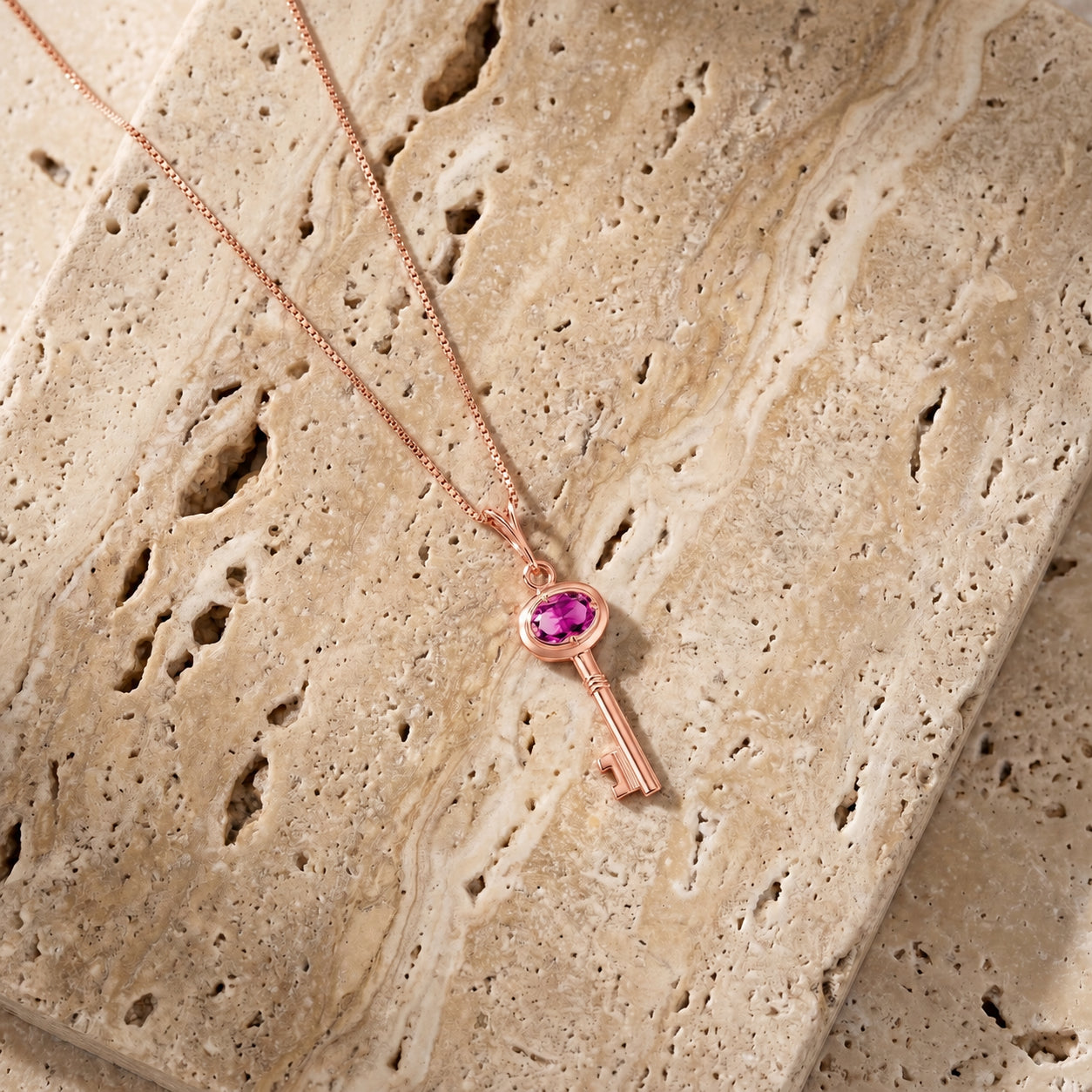 Rose Gold Pendant Necklace Aquamarine 10K — Marcella