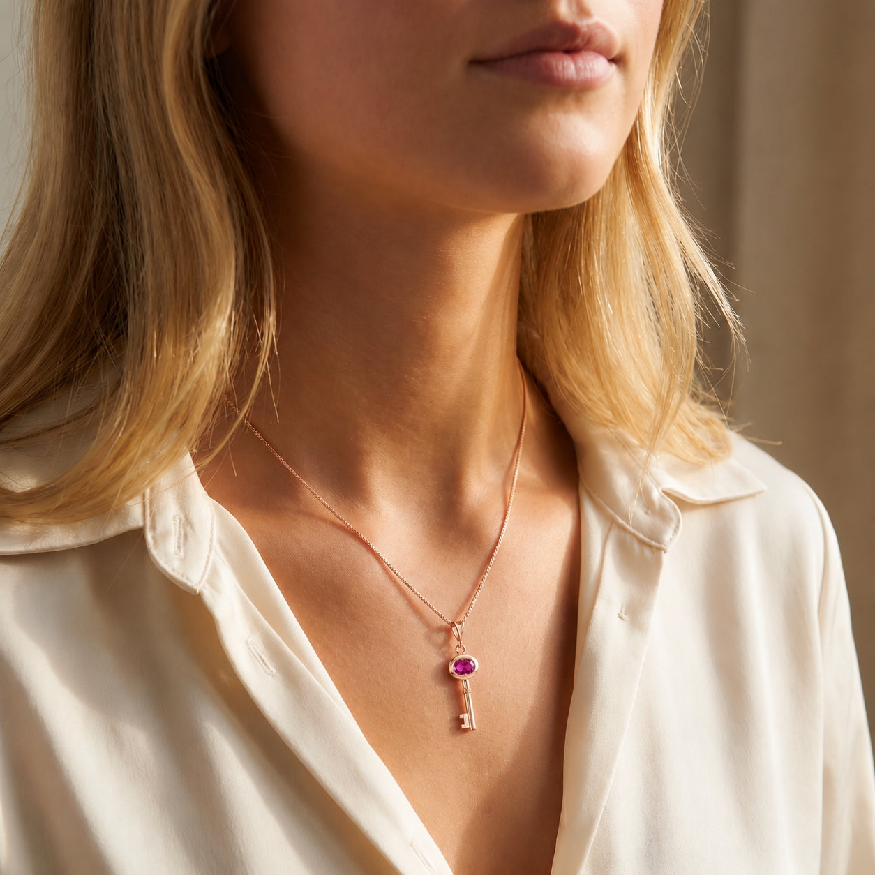 Rose Gold Pendant Necklace Aquamarine 10K — Marcella