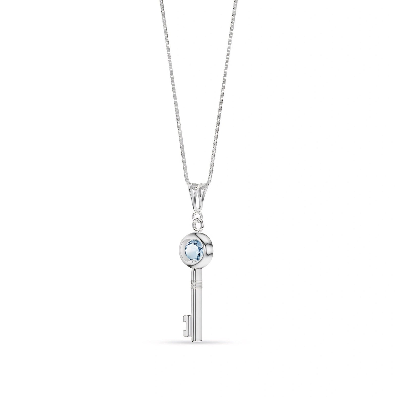 White Gold Pendant Necklace Aquamarine 10K — Marcella