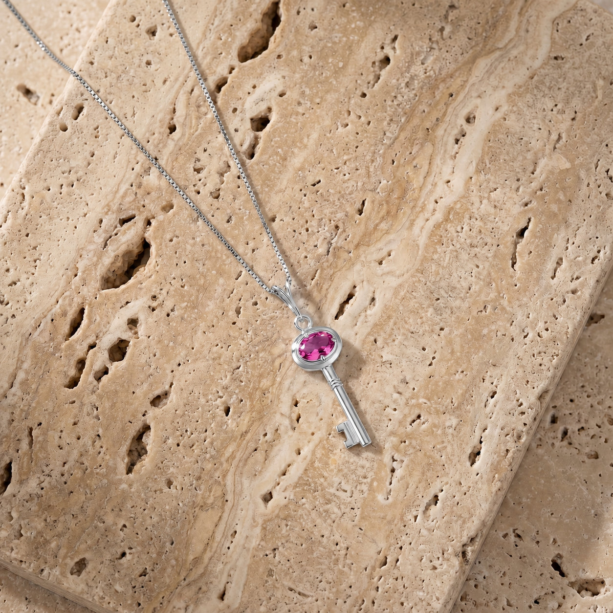 White Gold Pendant Necklace Aquamarine 10K — Marcella
