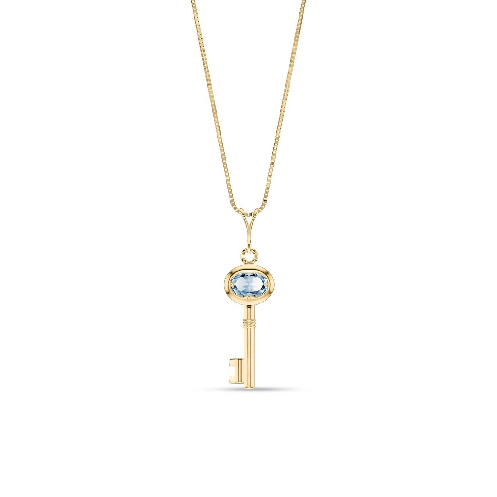 Yellow Gold Pendant Necklace Aquamarine 10K — Marcella