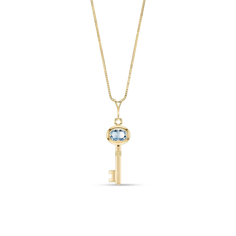 Yellow Gold Pendant Necklace Aquamarine 10K — Marcella