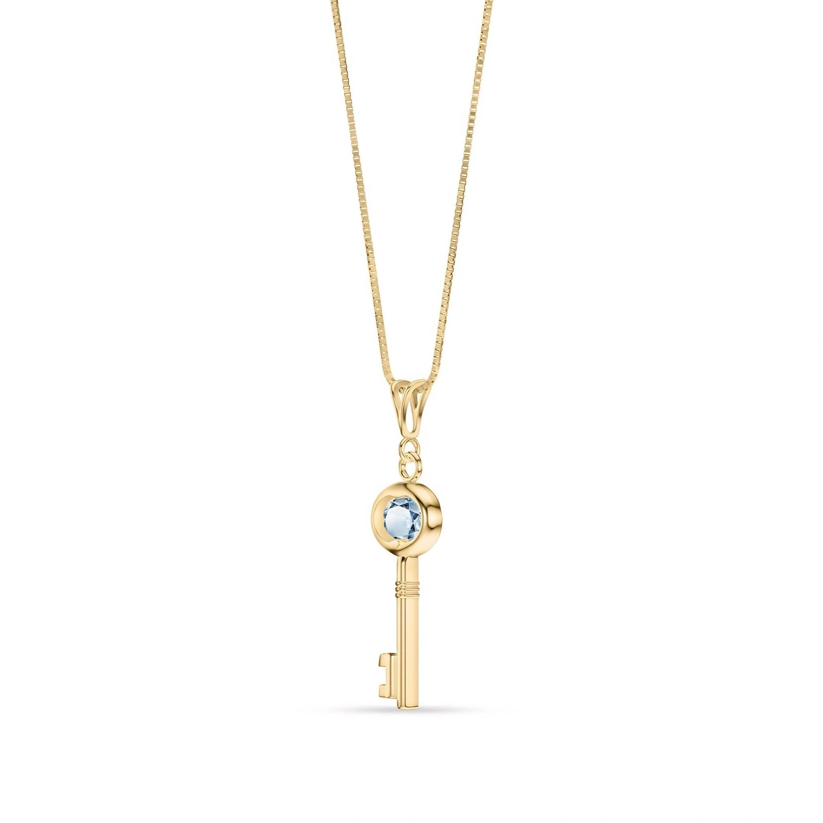 Yellow Gold Pendant Necklace Aquamarine 10K — Marcella