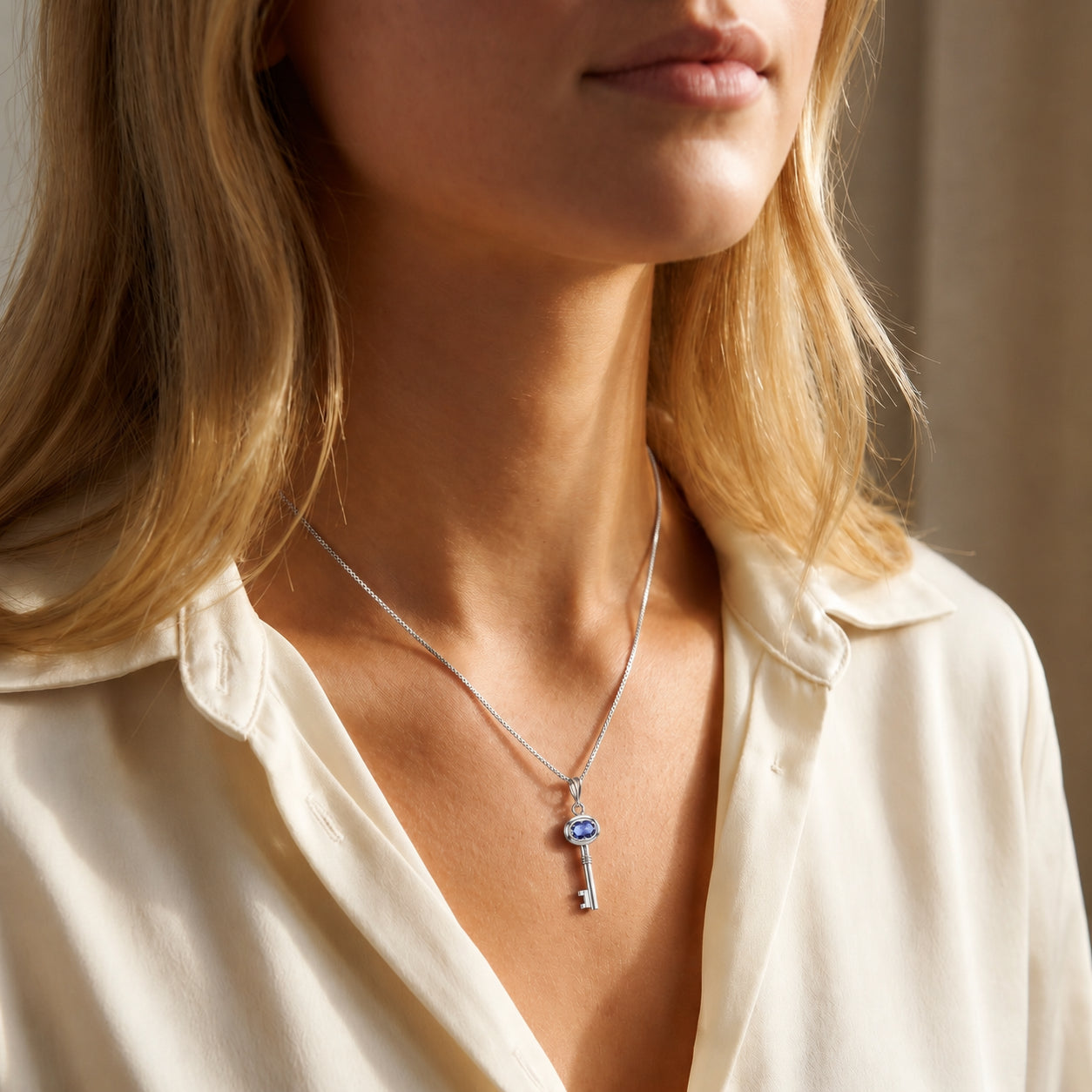 White Gold Pendant Necklace Ruby 10K — Marcella