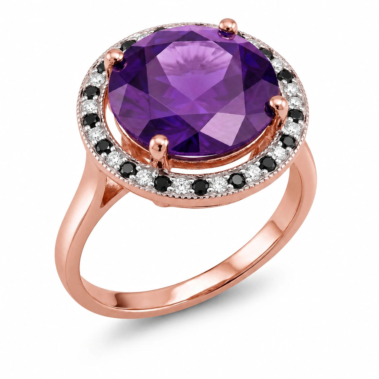 Rose Gold Ring Amethyst 10K — Eleonora