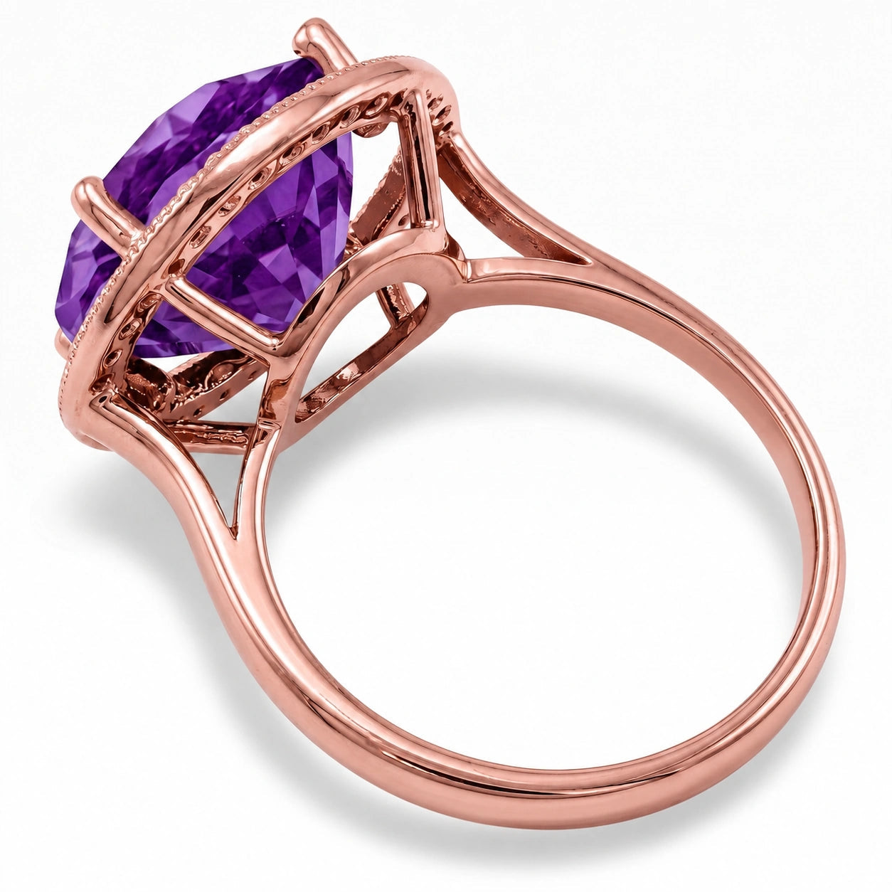 Rose Gold Ring Amethyst 10K — Eleonora
