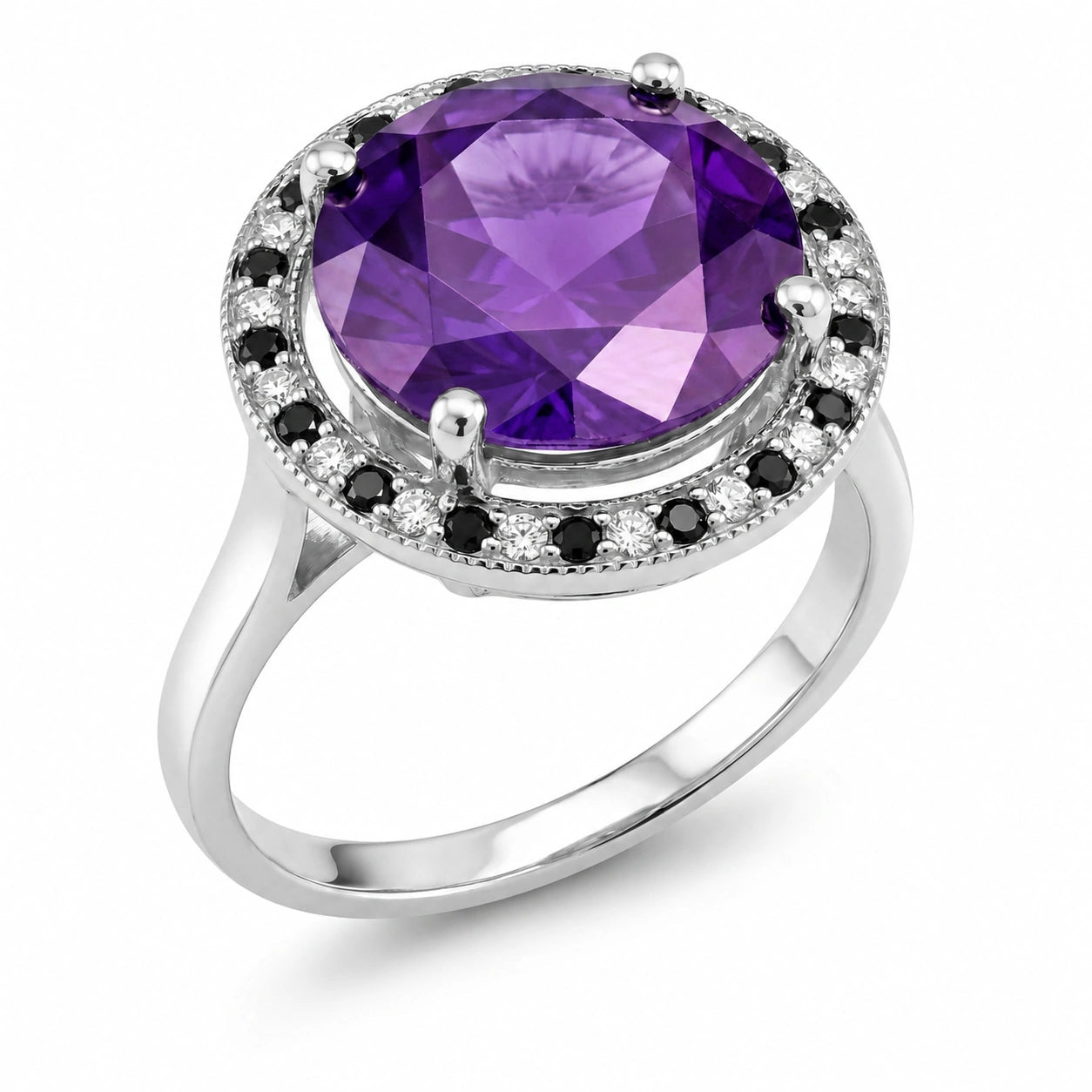 White Gold Ring Amethyst 10K — Eleonora