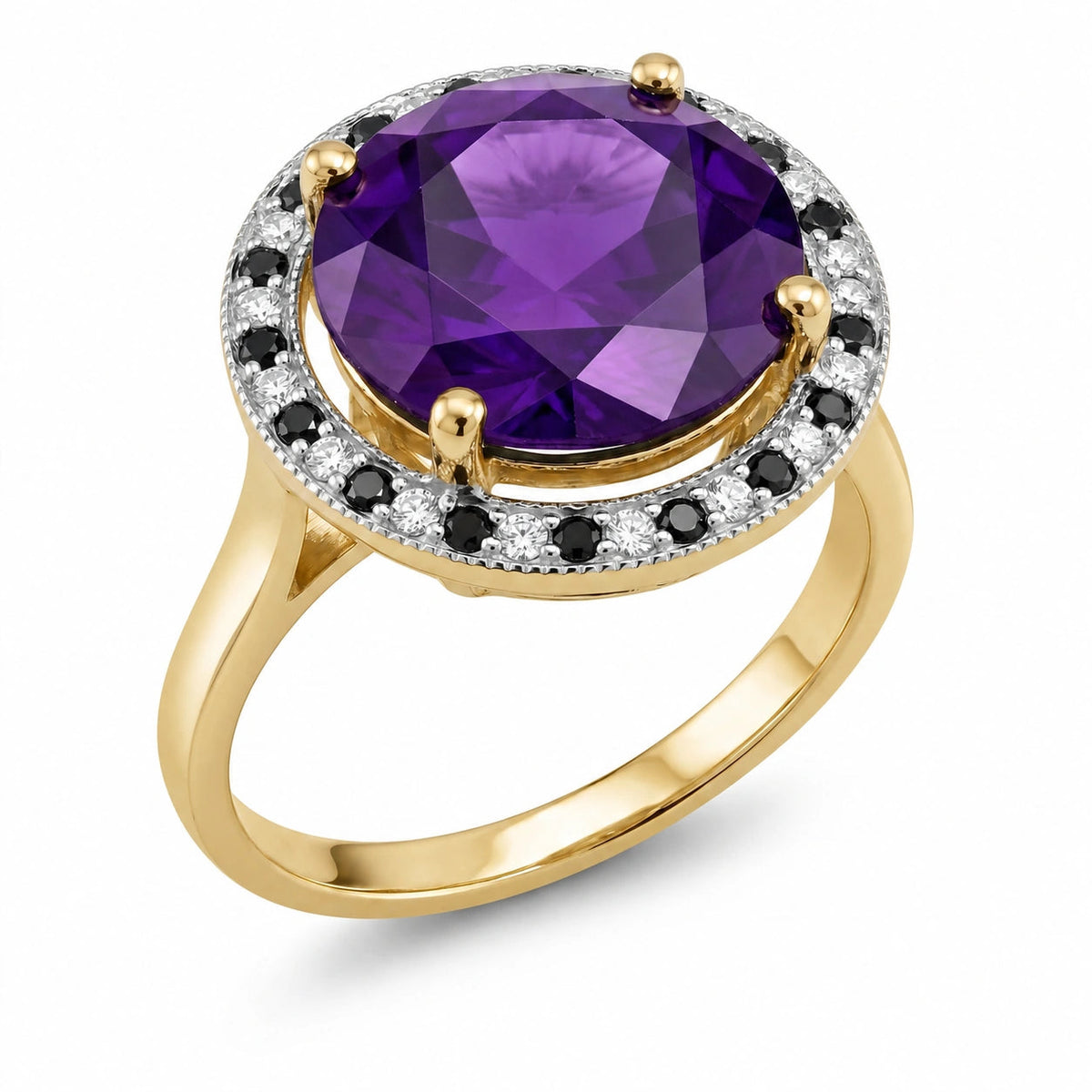 Yellow Gold Ring Amethyst 10K — Eleonora