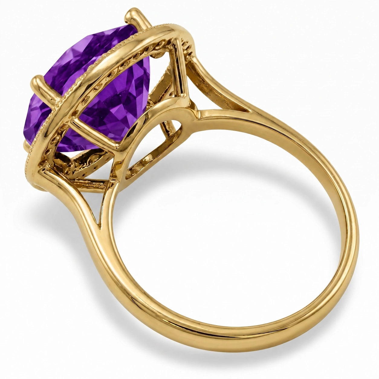Yellow Gold Ring Amethyst 10K — Eleonora