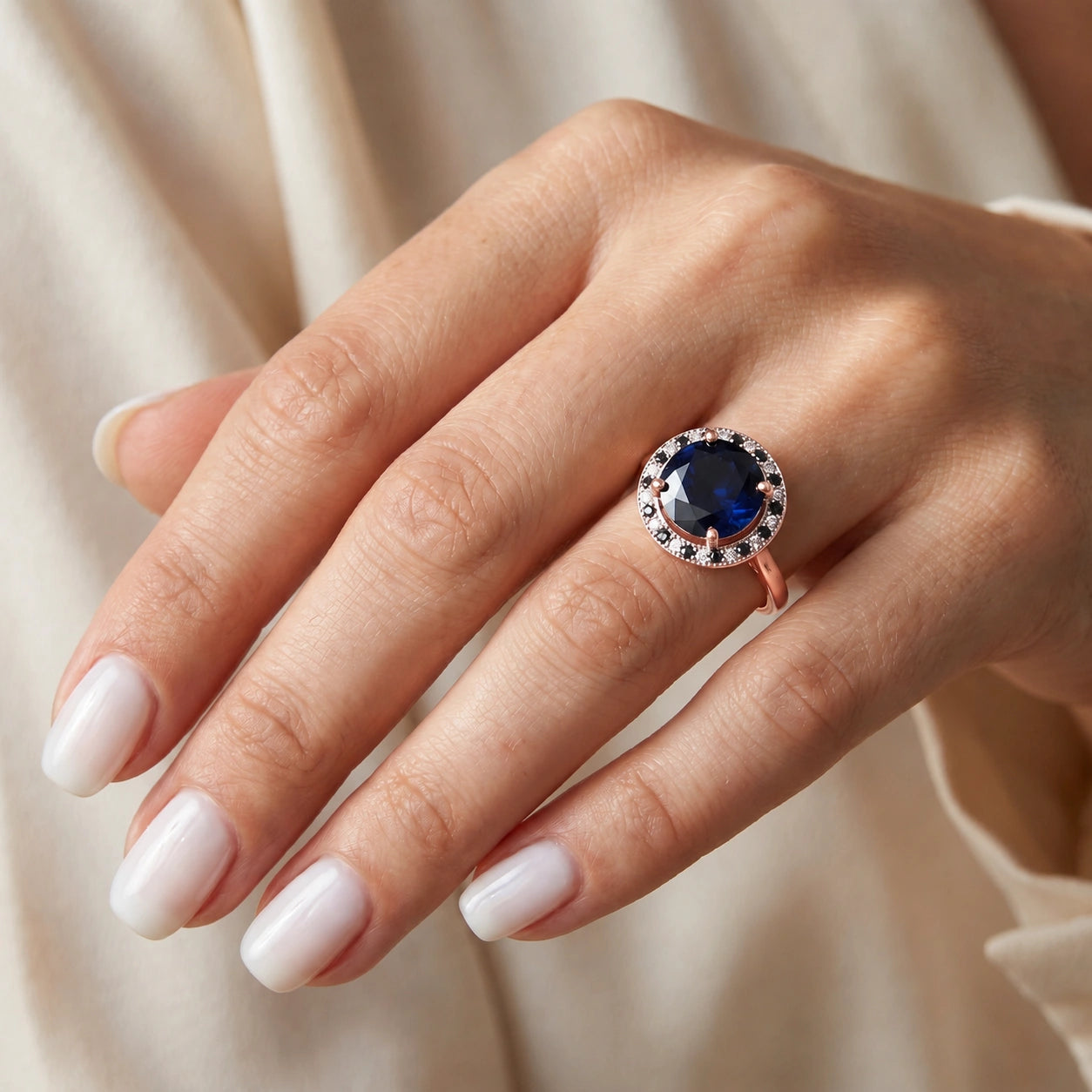 Rose Gold Ring Blue Topaz 10K — Eleonora