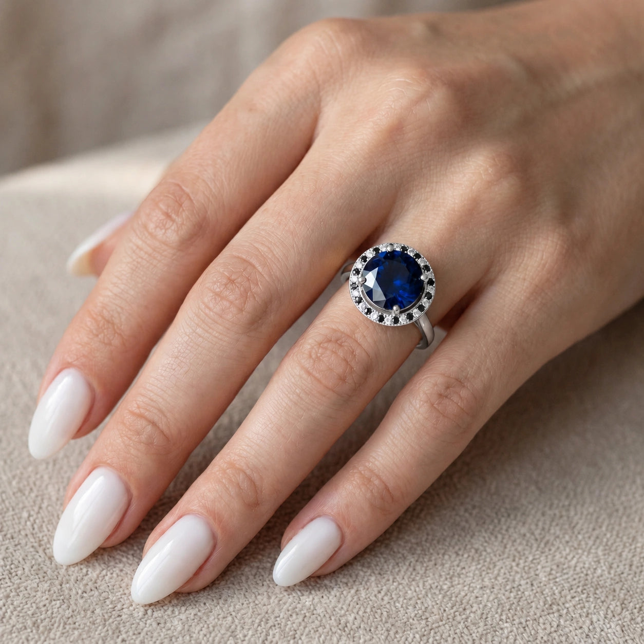 White Gold Ring Blue Topaz 10K — Eleonora