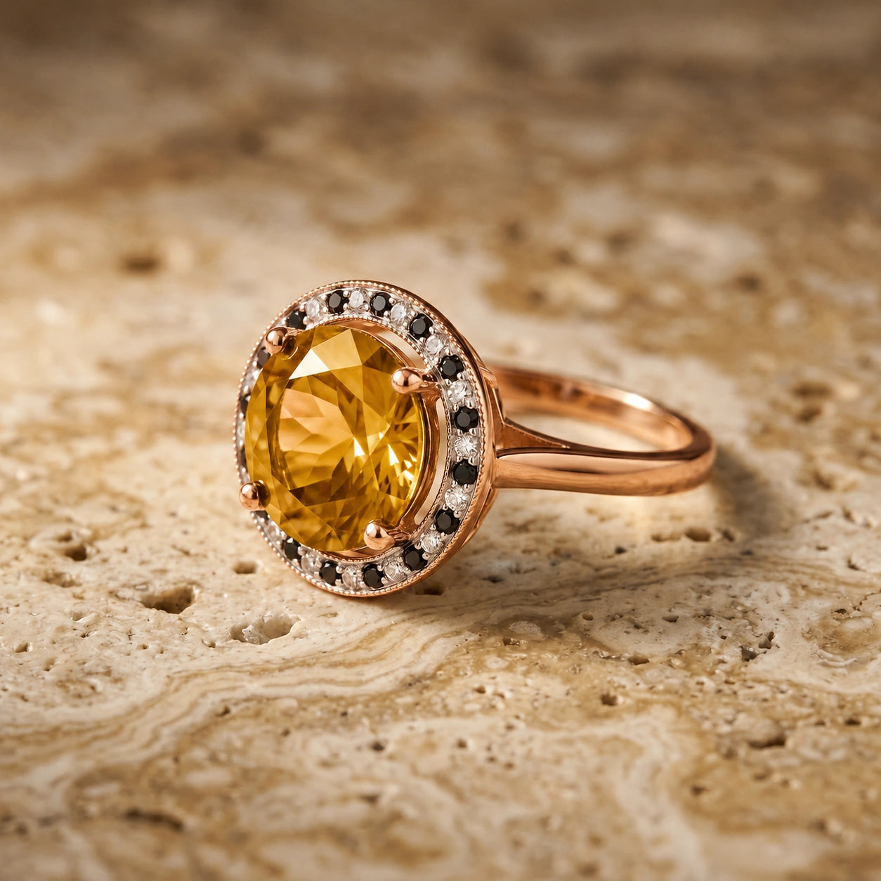 Rose Gold Ring Citrine 10K — Eleonora