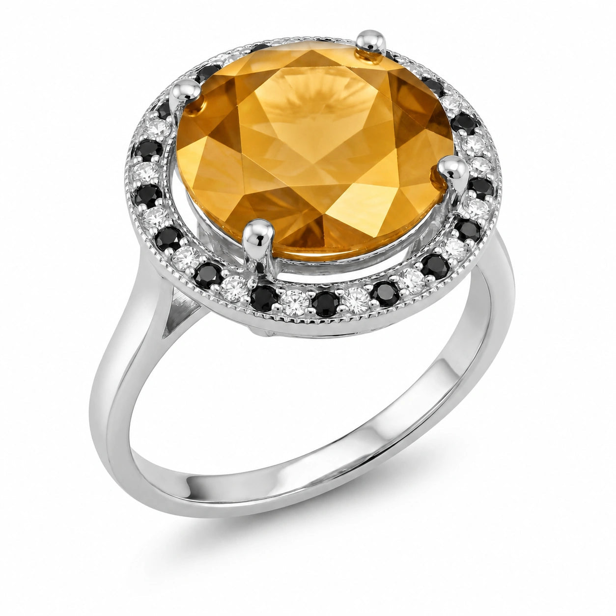 White Gold Ring Citrine 10K — Eleonora