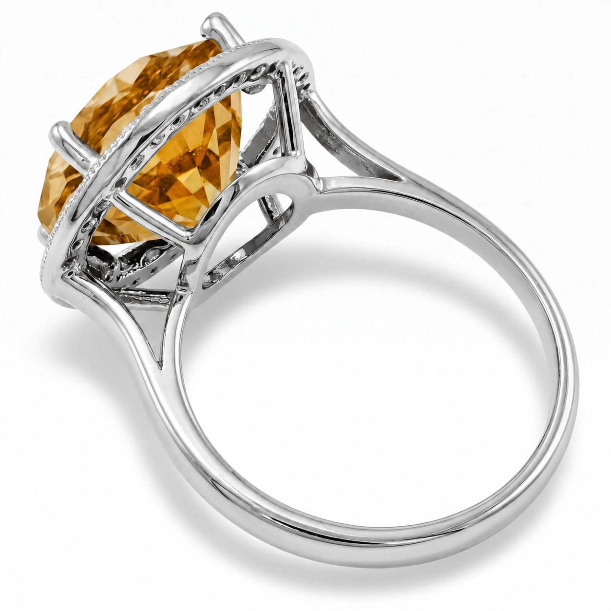 White Gold Ring Citrine 10K — Eleonora