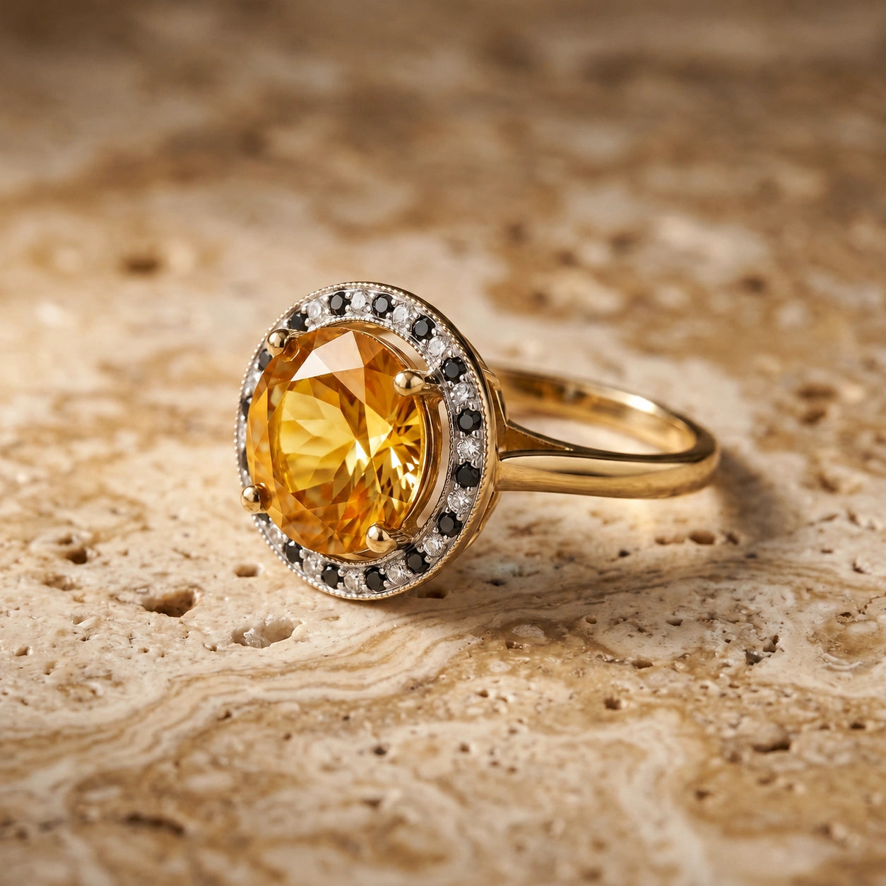 Yellow Gold Ring Citrine 10K — Eleonora