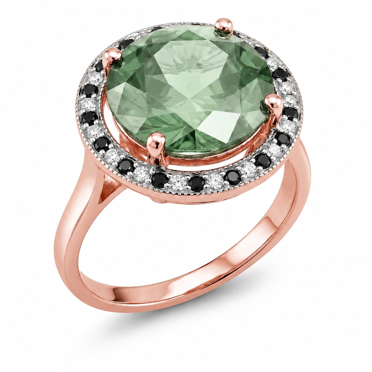 Rose Gold Ring Green Amethyst 10K — Eleonora