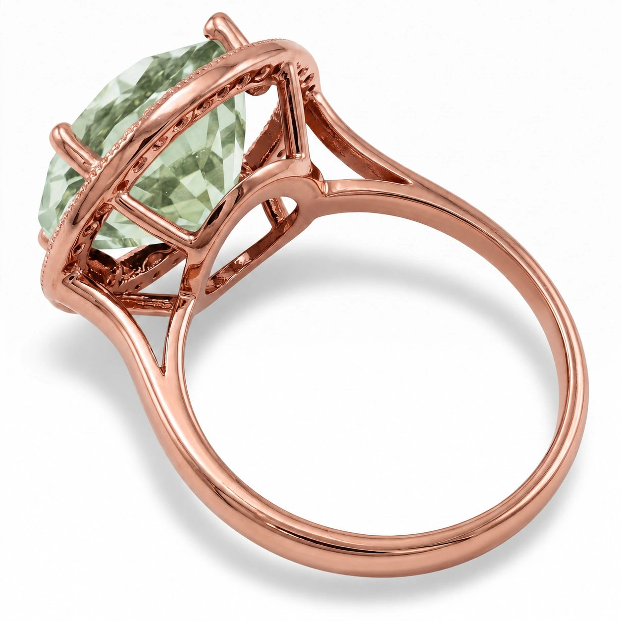 Rose Gold Ring Green Amethyst 10K — Eleonora