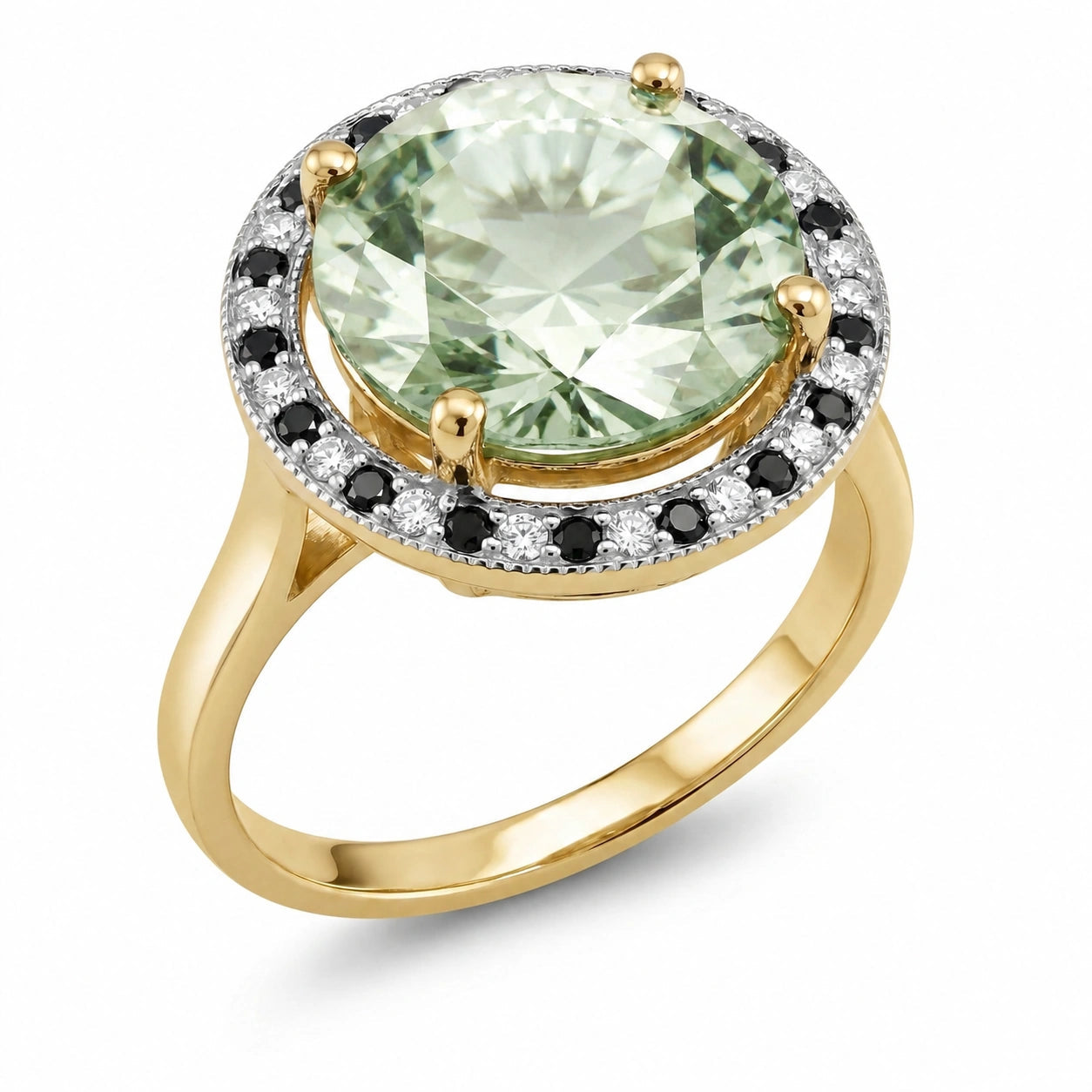 Yellow Gold Ring Green Amethyst 10K — Eleonora