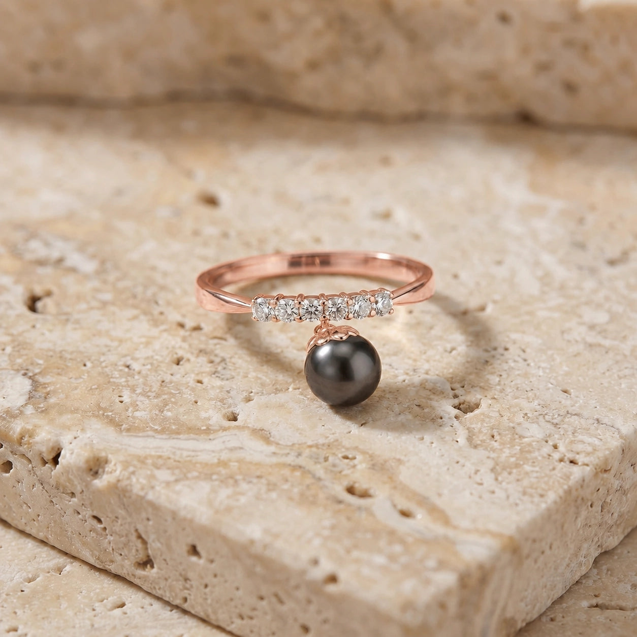 Rose Gold Black Pearl & Diamond — Vitalba