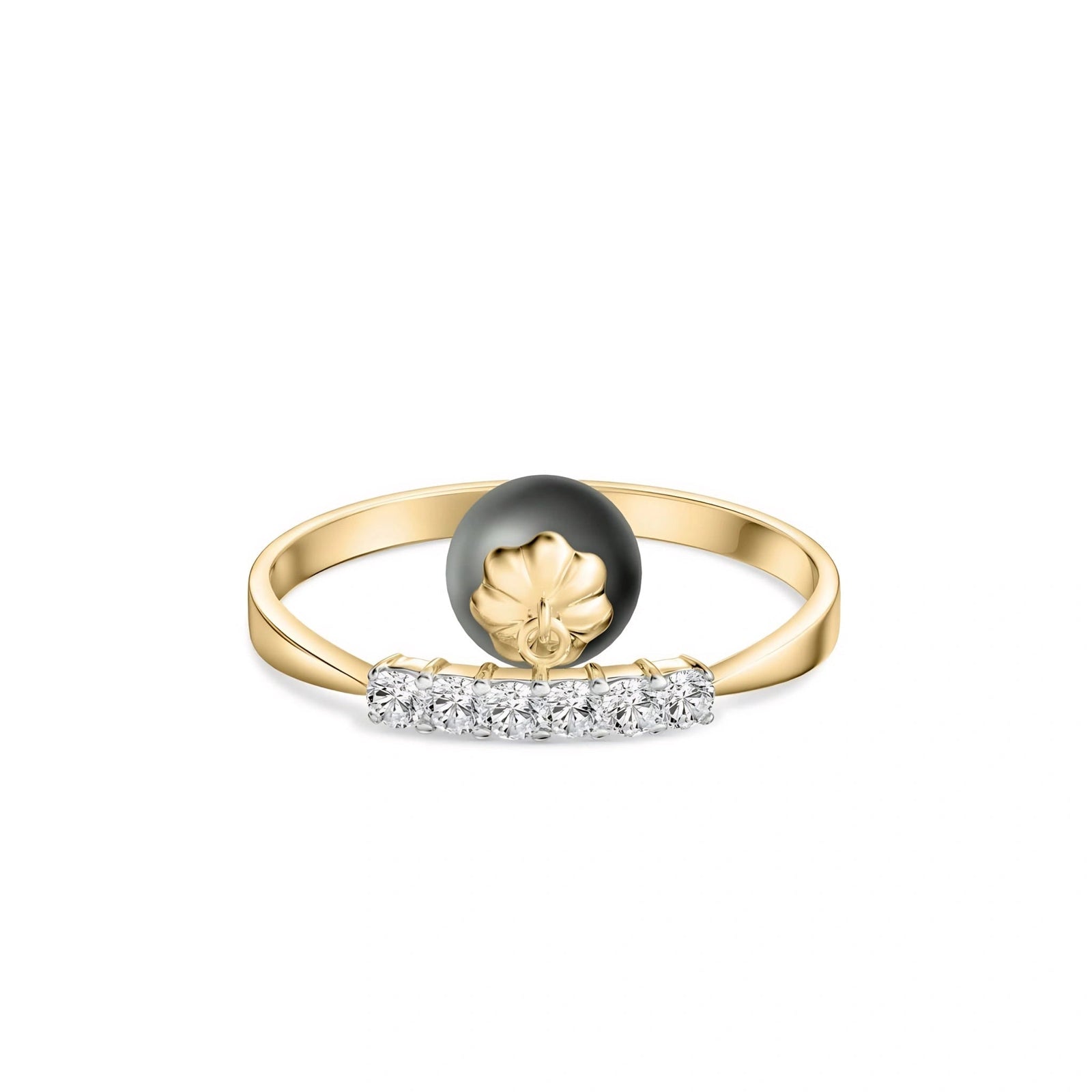 Yellow Gold Black Pearl & Diamond — Vitalba