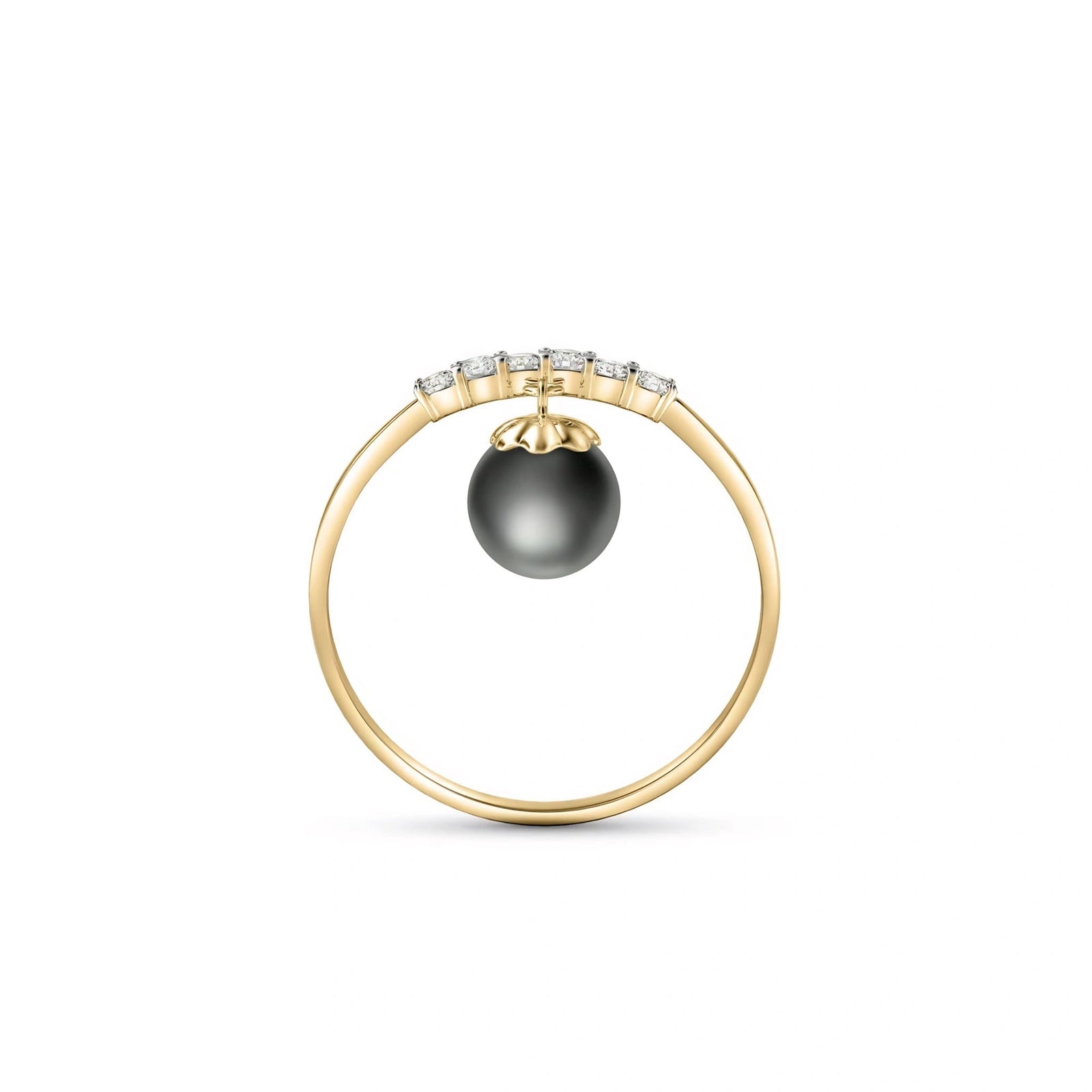 Yellow Gold Black Pearl & Diamond — Vitalba